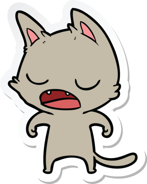 Bir insan tarafından çizilmiş konuşan kedi karikatürü.