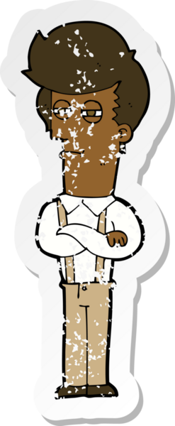 Bir insan tarafından çizilmiş, sıkıntılı bir karikatür çıkartması.