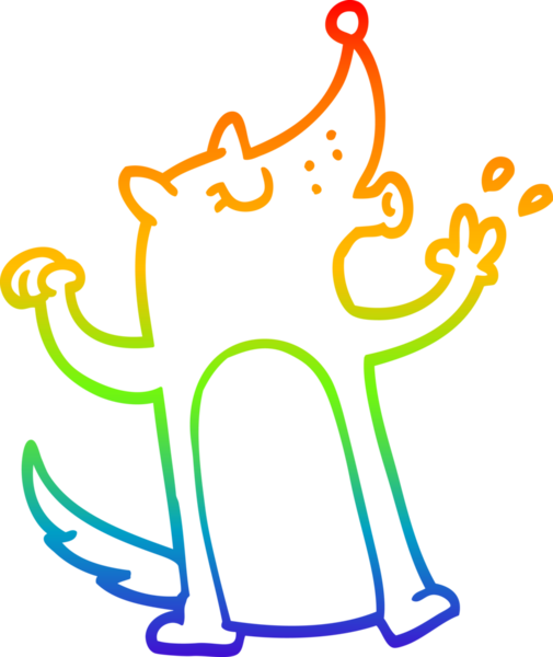 gökkuşağı gradyan çizgi çizimi bir insan tarafından çizilmiş ıslık çalan bir kurt