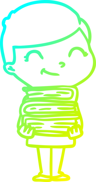 Bir insan tarafından çizilmiş kitapları olan çizgi film çocuğu çizimi.