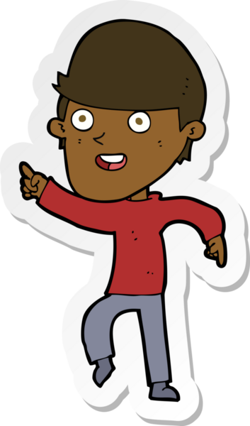 Bir insan tarafından çizilmiş mutlu bir adamın çıkartması.