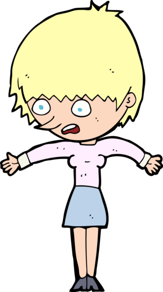 Bir insan tarafından çizilen panikleyen karikatür kadın.