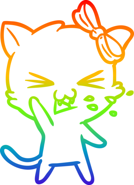 gökkuşağı gradyanı çizimi bir insan tarafından çizilmiş çizgi film kedisi