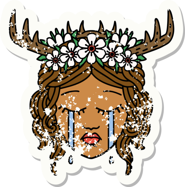 Retro Dövme Tarzı Ağlayan İnsan Druid Bir insan tarafından çizilmiş