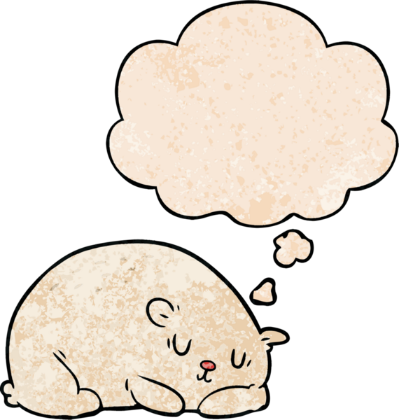 Bir insan tarafından çizilmiş grunge desenli düşünce baloncuğu olan kutup ayısı çizgi filmi.