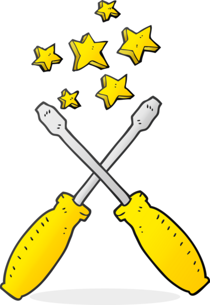 Bir insan tarafından çizilmiş serbest çizim karikatür tornavidaları