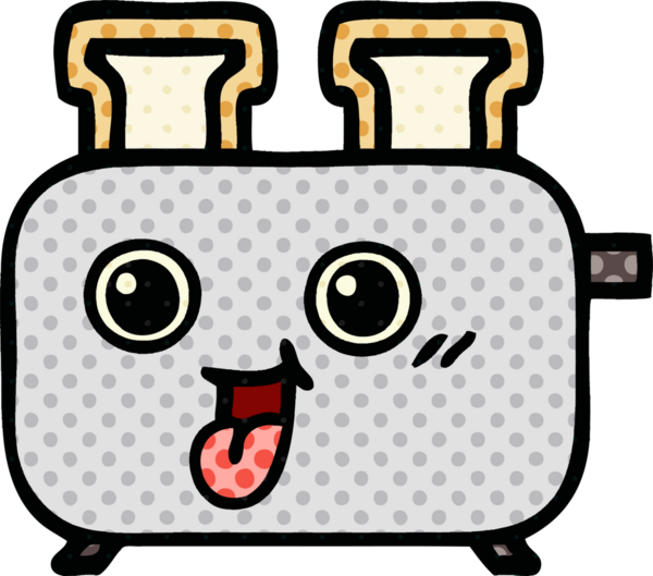 Bir insan tarafından çizilmiş bir ekmek kızartma makinesinin çizgi filmi.