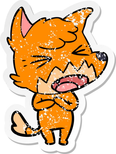 Bir insan tarafından çizilmiş kızgın bir tilkinin sıkıntılı çıkartması.