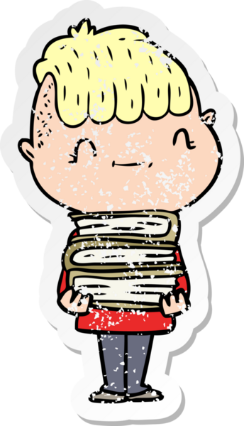 Bir insan tarafından çizilmiş kitapları olan karikatür dostu bir çocuğun sıkıntılı çıkartması.