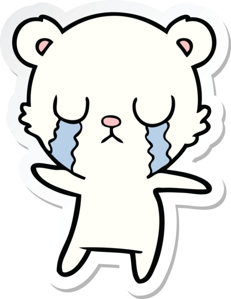 Bir insan tarafından çizilmiş ağlayan kutup ayısının çıkartması.