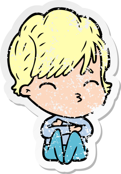 Bir insan tarafından çizilmiş bir karikatür kadının sıkıntılı çıkartması.