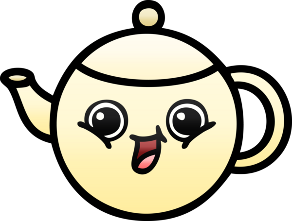 Bir insan tarafından çizilmiş bir çaydanlığın gölgeli karikatürü