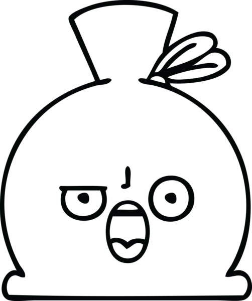 Bir insan tarafından çizilmiş çuval karikatürü.