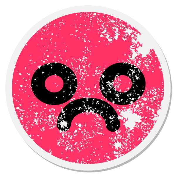 mutsuz yüz dairesel etiketi bir insan tarafından çizilmiş.