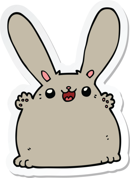 Bir insan tarafından çizilmiş çizgi film tavşanının çıkartması.