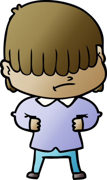 Bir insan tarafından çizilmiş dağınık saçlı çizgi film çocuğu.