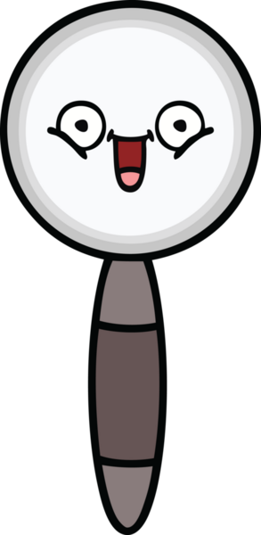 Bir insan tarafından çizilmiş bir büyüteç karikatürü.