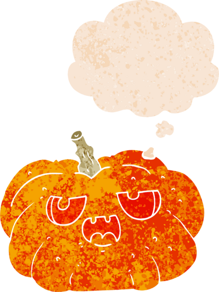 Düşünce balkabağı ve grunge dertli retro dokuma tarzı bir insan tarafından çizilmiş