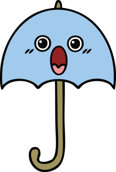 Bir insan tarafından çizilmiş şirin şemsiye karikatürü.