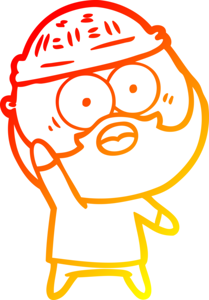 Bir insan tarafından çizilen el ele tutuşan sakallı bir adamın sıcak çizgi çizimi.