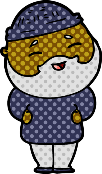 Bir insan tarafından çizilmiş mutlu sakallı bir adam.