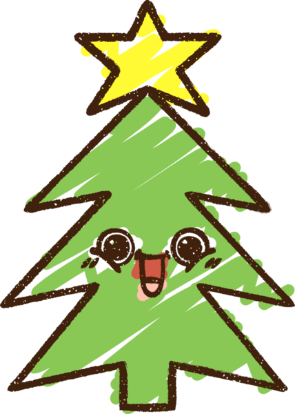 Bir insan tarafından çizilmiş Noel Ağacı Tebeşiri