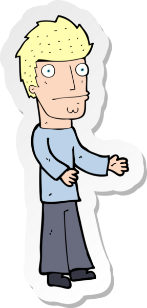 Bir insan tarafından çizilmiş, kafası karışmış bir adamın çıkartması.