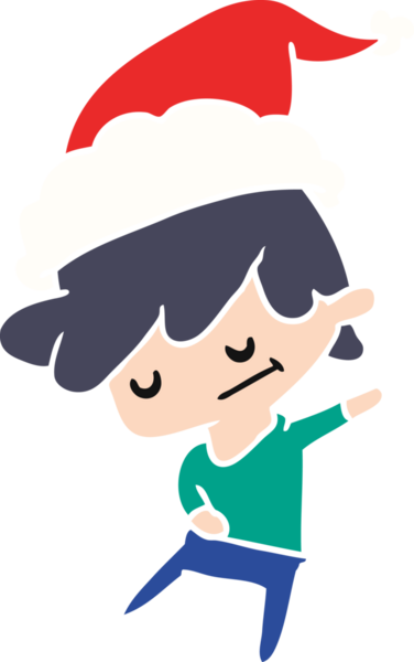 Bir insan tarafından çizilmiş Kawaii çocuğunun el çizimi Noel karikatürü.