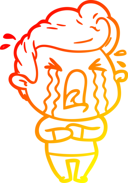 Bir insan tarafından çizilmiş, ağlayan bir çizgi film karakteri.