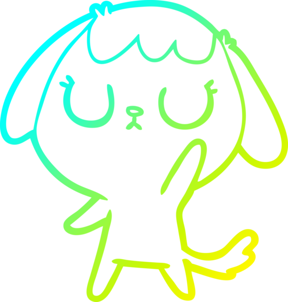 Bir insan tarafından çizilmiş şirin bir çizgi köpeğin soğuk gradyan çizgisi.