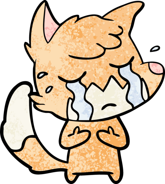 Bir insan tarafından çizilmiş ağlayan tilki çizgi filmi.