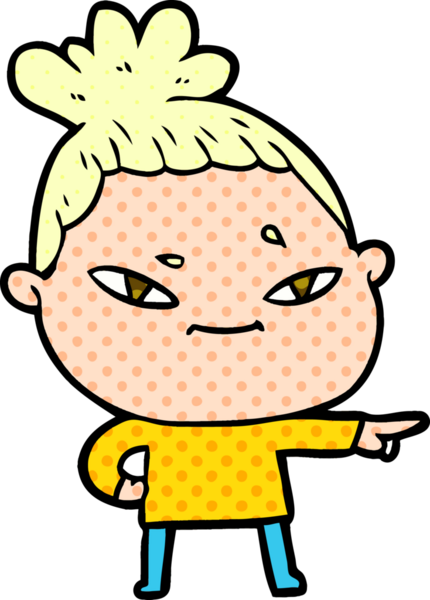 Bir insan tarafından çizilmiş karikatür kadın.