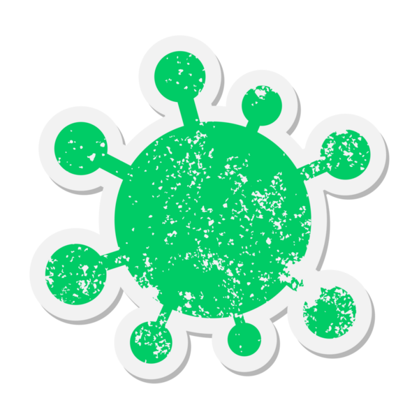 Bir insan tarafından çizilmiş virüs grunge etiketi