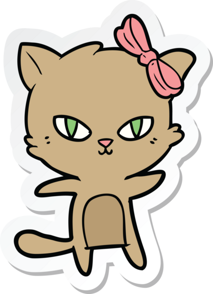 Bir insan tarafından çizilmiş şirin bir çizgi film kedisinin çıkartması.