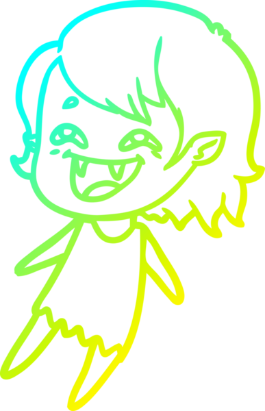 Bir insan tarafından çizilmiş gülen vampir kız çizgi filmi.