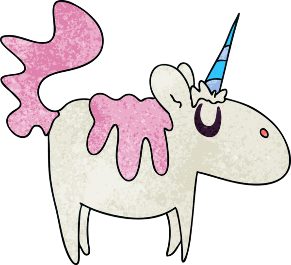 Bir insan tarafından çizilmiş tuhaf tek boynuzlu at.