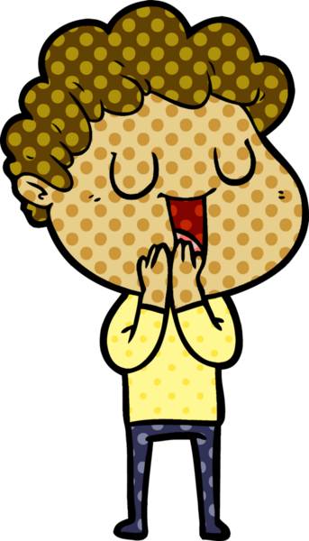 Bir insan tarafından çizilmiş gülen karikatür adam.