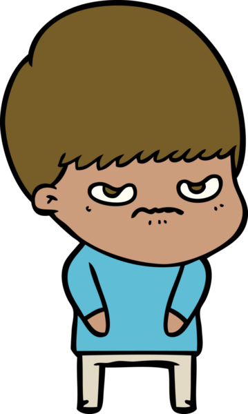 Bir insan tarafından çizilmiş sinirli çizgi film çocuğu.