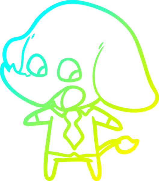 Bir insan tarafından çizilmiş şirin bir filin soğuk gradyan çizgisi