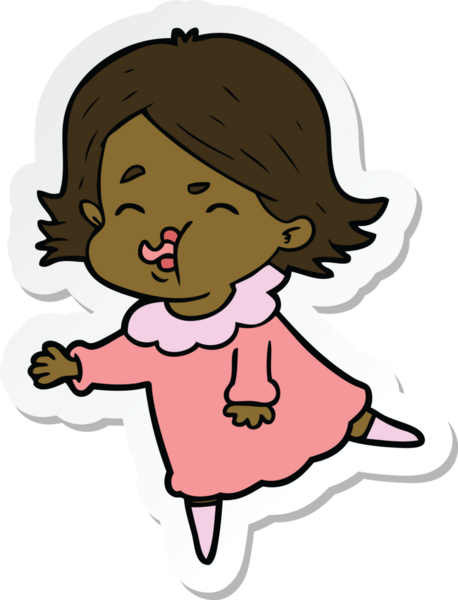 Bir insan tarafından çizilmiş bir karikatür kızının çıkartması.