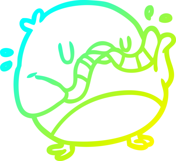 Bir insanın çizdiği kuş yiyen bir solucanın soğuk eğimli çizgisi.