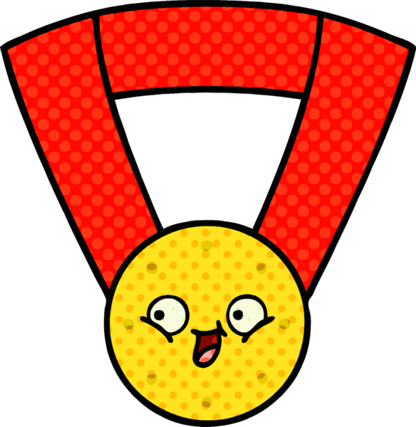 Bir insan tarafından çizilmiş altın madalyanın karikatürü.