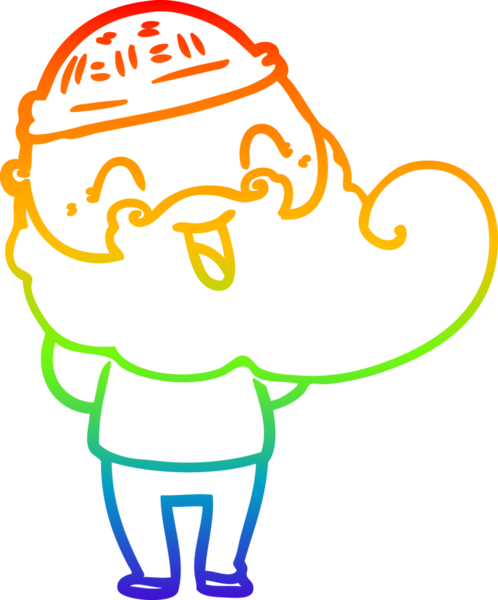 Gökkuşağı gradyan çizgisi bir insan tarafından çizilmiş mutlu sakallı bir adamın çizimi