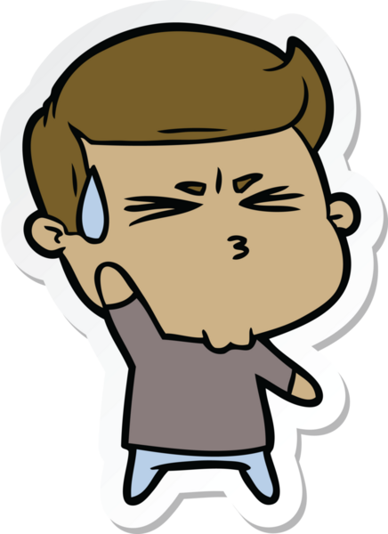 Bir insan tarafından çizilmiş mutlu bir adamın çizdiği karikatür çıkartması.