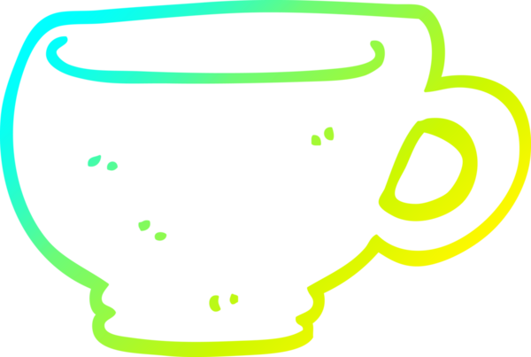 Bir insan tarafından çizilmiş bir karikatür bardağının soğuk gradyan çizgisi.