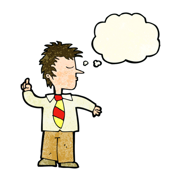 Çizgi filmci, bir insan tarafından çizilen düşünce baloncuğuyla...