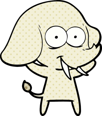 Bir insan tarafından çizilmiş mutlu bir fil.