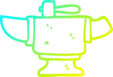 Bir insan tarafından çizilmiş ağır, eski bir örsün soğuk çizgi çizimi.