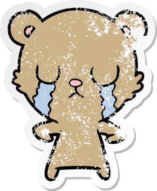 Bir insan tarafından çizilmiş ağlayan çizgi film ayısının sıkıntılı çıkartması.