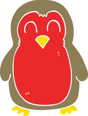 Bir insan tarafından çizilmiş noel ardıçkuşunun düz renk çizimi